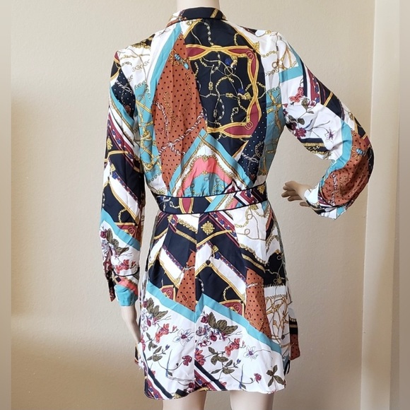 🧁ZARA floral Baroque chain patch work pleated dress- SZ: XS. NWOT - Picture 5 of 15